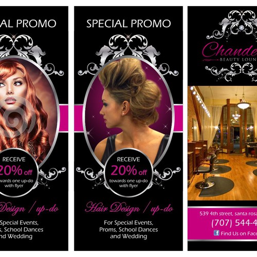 Chandelier Beauty Lounge Salon needs a new postcard or flyer Design by CountessDracula