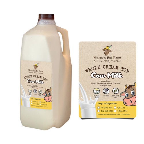 Design a cream top milk label for our kid-friendly brand! Design by Shisiouk