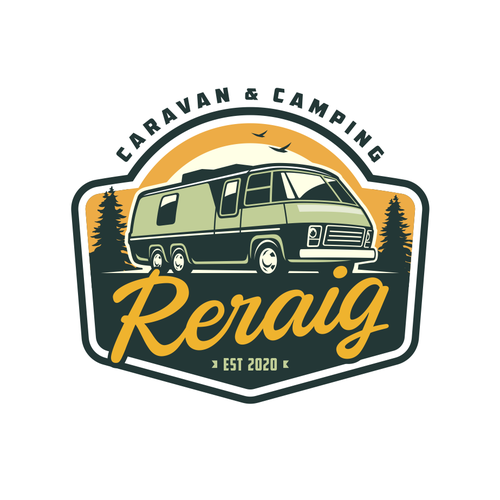 Retro RV camp logo for our new cool campsite! Design by D!