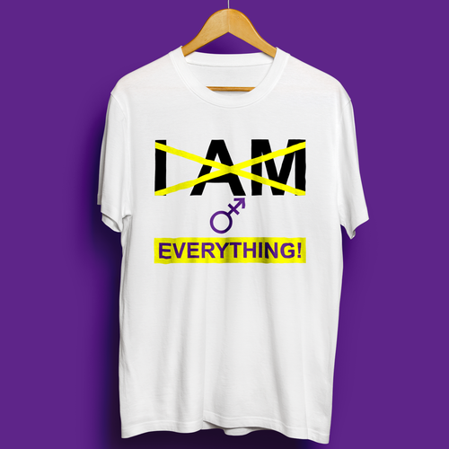 Design a t-shirt graphic around the phrase "I am everything." Design by i n s a n