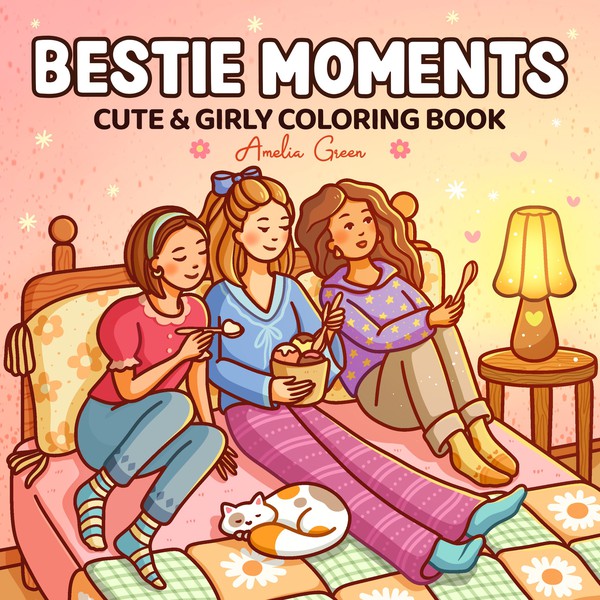 Bestie Moments, Cute and Girly Coloring Book