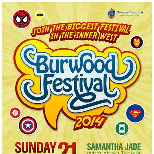 Burwood Festival SuperHero Promo Poster Diseño de Gohsantosa