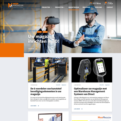 Creative website templates for a leading pallet racks company_ Meermagazijn Design by ChickenDinner