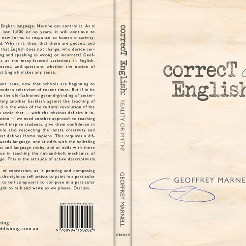 Create an attractive cover for a paperback book about language Design by Callunna