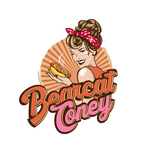 G-Rated Cartoon PinUp Girl girl logo for Retro Coney Hotdog restaurant Design by nindadian