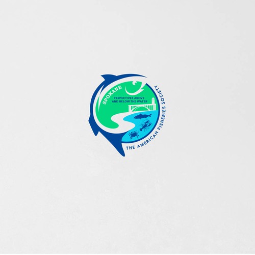 Logo that captures the various meanings of fish and fisheries for American Fisheries Society meeting Design by classicrock