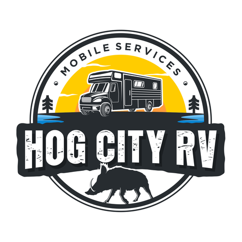 Design a retro/vintage camper logo for our RV Mobile Service business. Design by Hysteria!