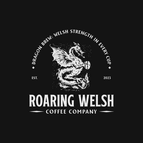 Welsh Coffee Company Logo with Dragon incorporated into the design Design by Evan.C ☆