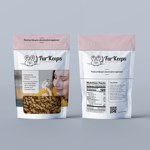 Create a fun Pocket Pet supplement label evoking a desire to maximize their lifespan. Design by Kat.Fil