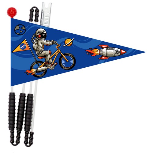 Bicycle flag for boys with space theme Design by daniicahya