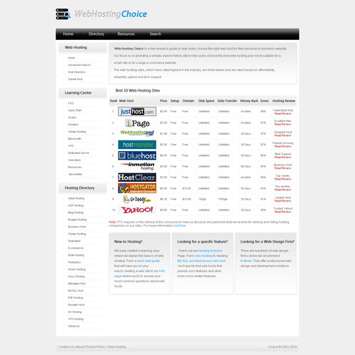 Redesign WebHostingChoice.com Design by 3dking