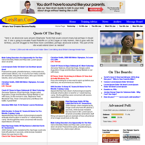 LetsRun.com Homepage Re-Design/Cleanup Diseño de RyansEye