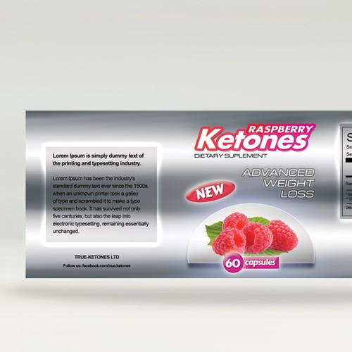 Help True Ketones with a new product label Diseño de doxea