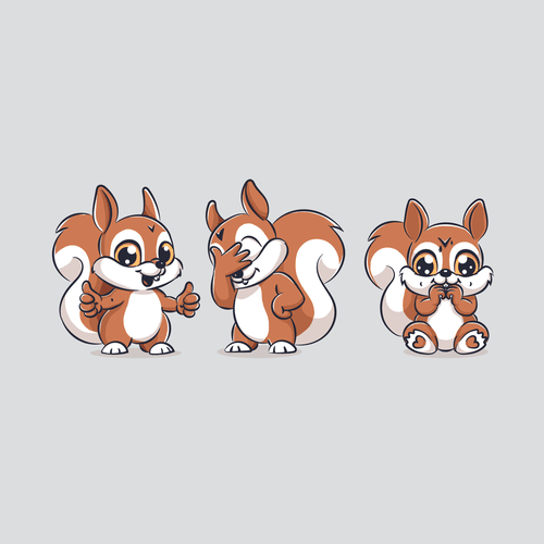 Comic-style squirrel for language learning app Design by H.D.