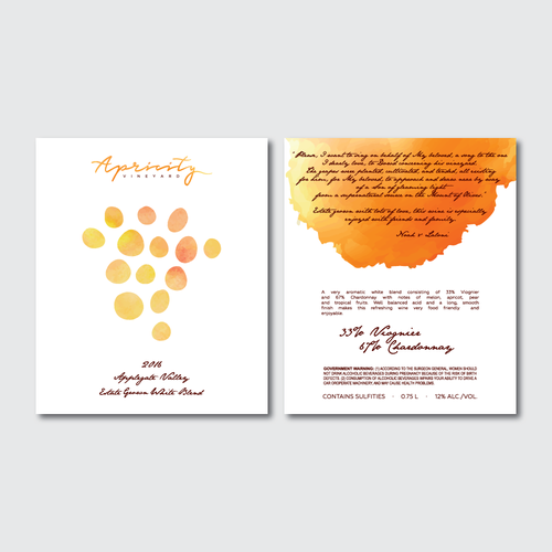 Apricity Vineyard 2016 White Blend Wine Label Design by evey81
