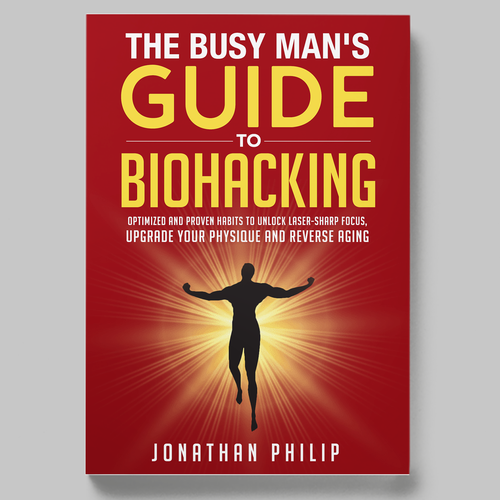 Exciting and unique book cover for mind, body, spirit and health optimization that appeals to men Design by Nitsua