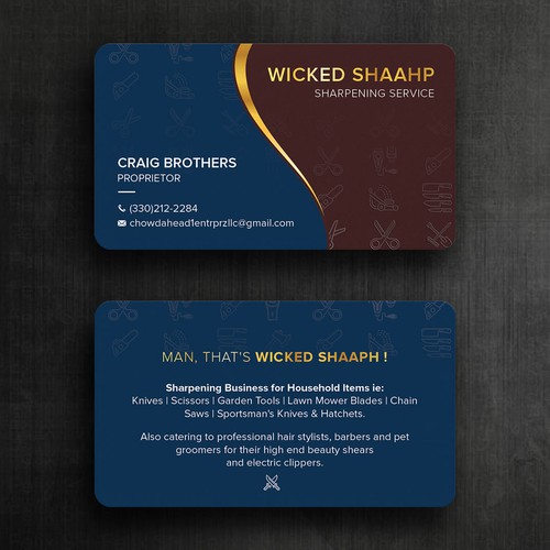 Design Business card design that highlights my sharpening service and my Boston accent inspired slogan por Felix SH