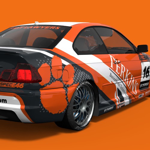 Perkins-Clemson e46 Race Car Wrap Design by Andrei Sandu