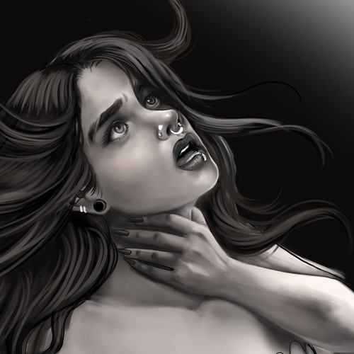 Design a realism tattoo featuring a dark version of the Little Mermaid Design by suputra