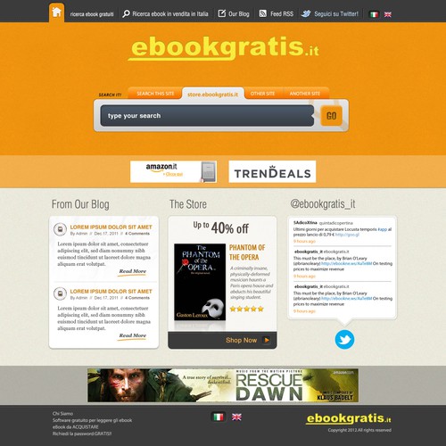 New design with improved usability for EbookGratis.It Design von Huntresss