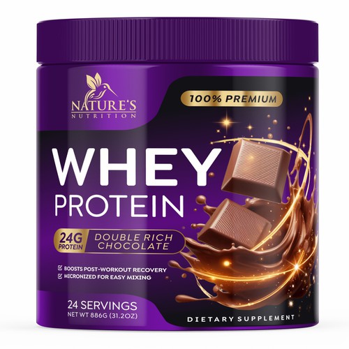 Tasty Whey Protein Chocolate Design Needed for Nature's Nutrition Design réalisé par GenScythe