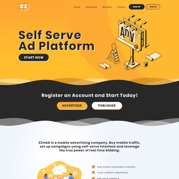 Landing page design