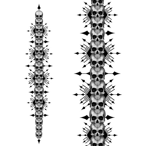 Skull spinal tattoo Design by atrafera