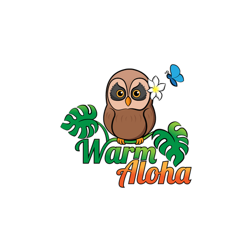 Logo with island feel with a kawaii owl anime mascot for Hawaii website Réalisé par taradata