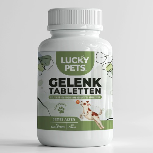 Modern label design for high quality joint tablets for dogs Design by EffieK