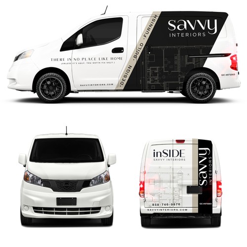 Design build furnish firm needs cool luxury sleek modern Van wrap Réalisé par Hey Mad´esigns⚡