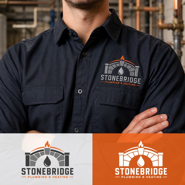 Design by artefacti titled "Industrial plumbing & heating logo with architectural elements"