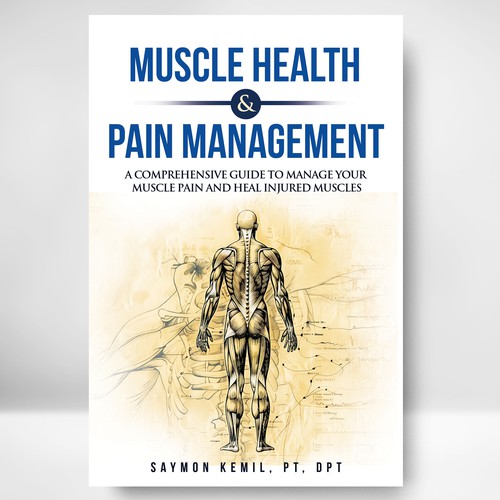 Book cover with a drawing images of the human anatomy combining muscles and bone structure. Design by libzyyy