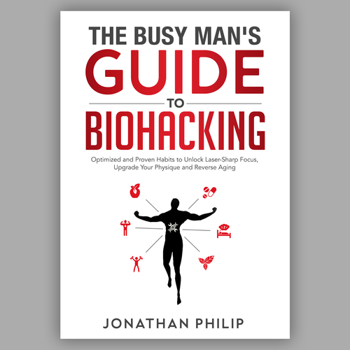 Exciting and unique book cover for mind, body, spirit and health optimization that appeals to men Design by Nitsua