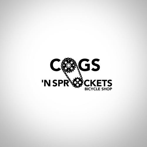 Create a classic logo design for Cogs 'n Sprockets Bicycle Shop Logo