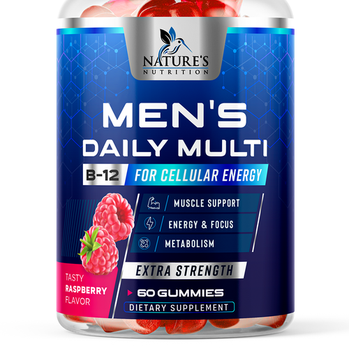 Designs | Men's Multivitamin Gummies label design needed for Nature's ...