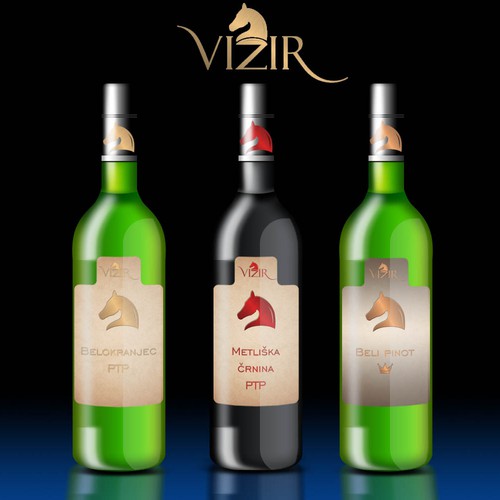 Bottle label design for wine cellar Vizir Réalisé par Xul