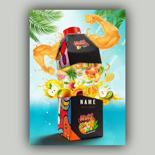 Dynamic poster design for Fruit Juice advertisement-ontwerp door allMarv