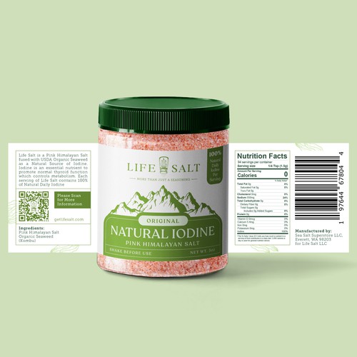 Label for Natural Iodine Pink Himalayan Salt that is fused with Seaweed Design by Kukuh Saputro Design