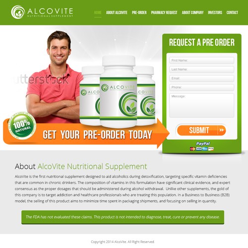 Create a Stunning Homepage for Vitamin Supplement - Guaranteed Award!-ontwerp door Atul-Arts