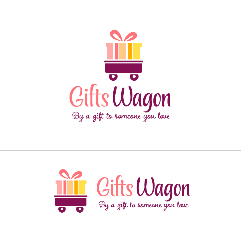 Gift box logo with the title 'Create a gifts selling website logo.'