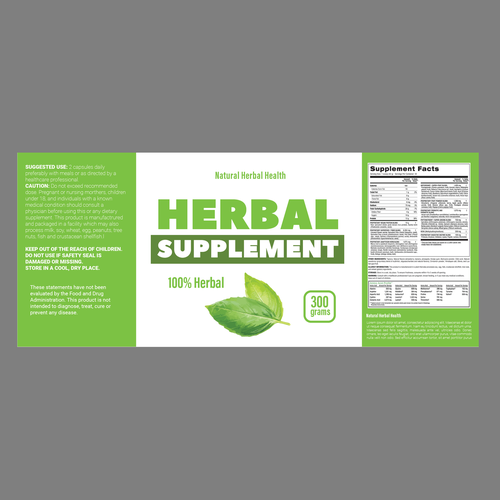 Herbal Supplements Bottle Label Product packaging contest