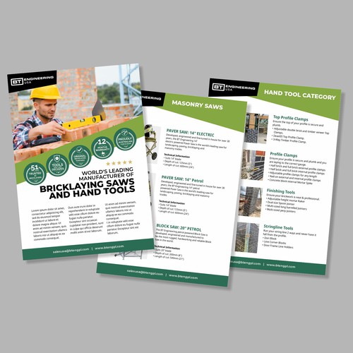 Attention grabbing 3 page flyer for power tool company! Design by anthronx