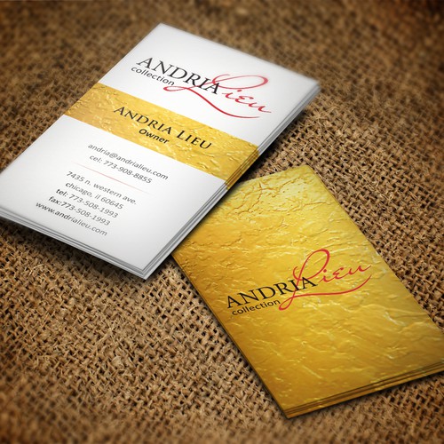 Create the next business card design for Andria Lieu デザイン by pecas™