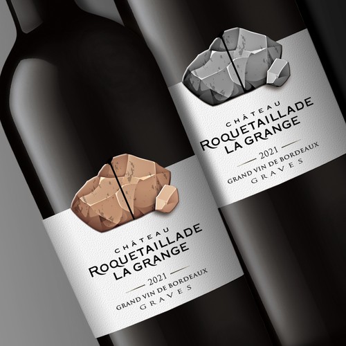 Design Label redesign: Attractive French Wine Label representing a carved rock por Debdutta*