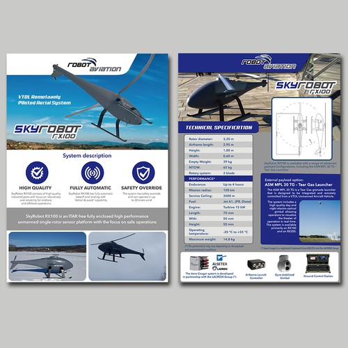 clean, high-tech flyer design for drones/UAVs that gives confidence and ...