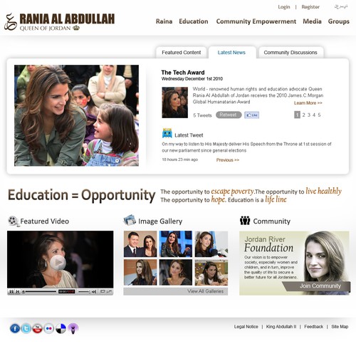 Queen Rania's official website – Queen of Jordan Ontwerp door JonaThe Artist