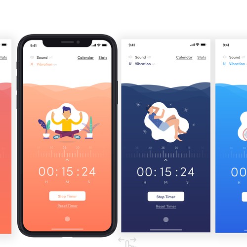 Interface Designs for Timer/Meditation app Design by Volodymyr Boiarinov