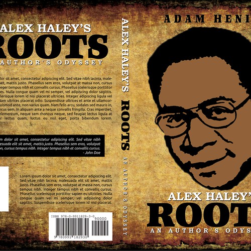 Create a 1970s retro book cover for biography of Alex Haley, author of "Roots." Design by Cover Belle