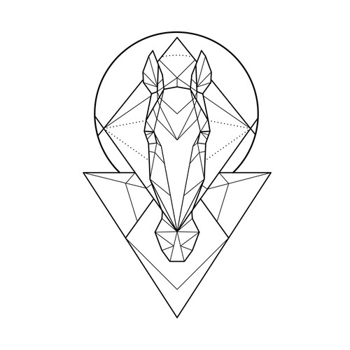 Looking for a tattoo design horse geometric pattern デザイン by Vysotskaya Alla