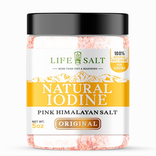 Label for Natural Iodine Pink Himalayan Salt that is fused with Seaweed Design by Design_byMe